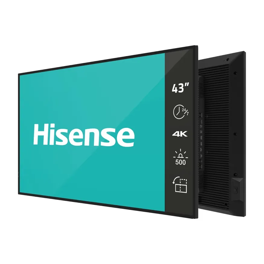 Широкоформатен дисплей, Hisense Digital Signage 43" DM series ; 24/7, 4K, 500 nit, 8ms, 1200:1 ,Auto Brightness, WiFi, BT 5.1, LAN, Android 11, VESA 300x300, Anti-glare